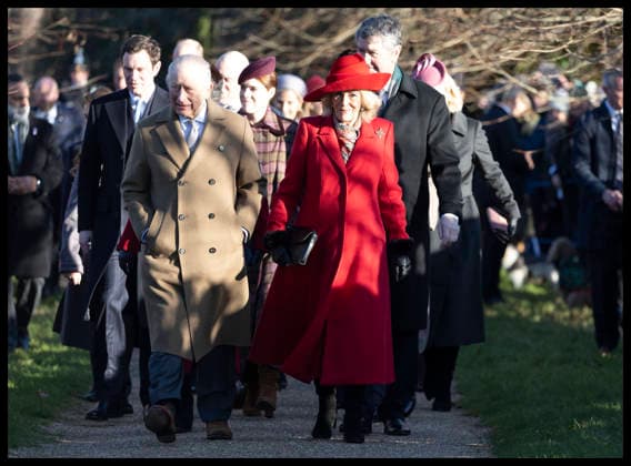 . 25 12 2025. Sandringham , United Kingdom. UK Royals led by King Charles III and Queen Camilla arriving at the Christmas Day church service at Sandringham, United Kingdom,  xStephenxLockx xi-Imagesx IIM-26475-0058