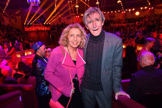 Michaela May with husband Bernd Schadewald Premiere winter season 2025 Circus Krone Ich Du, Wir Krone Manege Kronebau Munich December 25, 2025