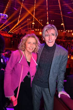 Michaela May with husband Bernd Schadewald Premiere winter season 2025 Circus Krone Ich Du, Wir Krone Manege Kronebau Munich December 25, 2025