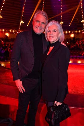 Birgit Schrowange with husband Frank Sporthelfer Premiere winter season 2025 Circus Krone Ich Du, Wir Krone Manege Kronebau Munich December 25, 2025