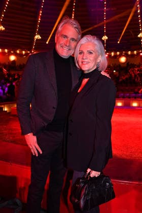 Birgit Schrowange with husband Frank Sporthelfer Premiere winter season 2025 Circus Krone Ich Du, Wir Krone Manege Kronebau Munich December 25, 2025