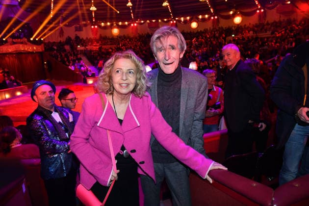 Michaela May with husband Bernd Schadewald Premiere winter season 2025 Circus Krone Ich Du, Wir Krone Manege Kronebau Munich December 25, 2025