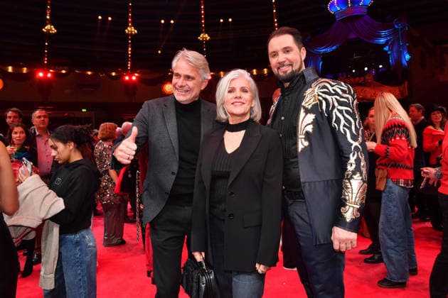 Birgit Schrowange with husband Frank Sporthelfer and Martin Lacey jr Premiere winter season 2025 Circus Krone Ich Du, Wir Krone Manege Kronebau Munich December 25, 2025