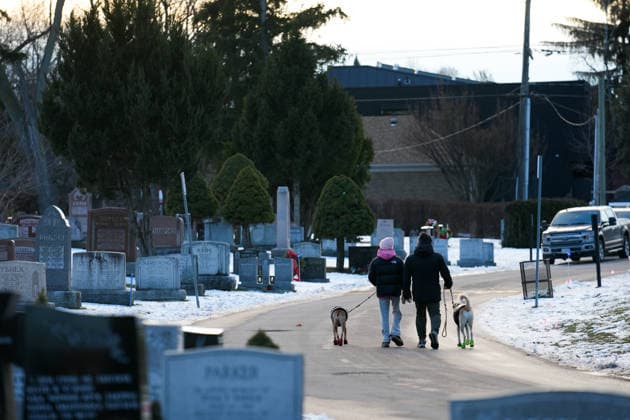 Deer in Toronto s Park Lawn Cemetery TORONTO, CANADA - DECEMBER 25 : People walk with their dogs at Park Lawn Cemetery in Toronto, Ontario on Christmas Day, December 25, 2025. Mert Alper Dervis Anadolu Toronto Canada. Editorial use only. Please get in touch for any other usage.  Copyright: x2025xAnadoluxMertxAlperxDervisx