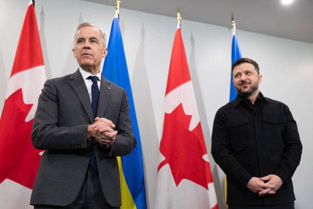 December 27, 2025, Halifax, Ns, Canada: Prime Minister Mark Carney, left, and Ukrainian President Volodymyr Zelenskyy hold a press conference in ..Halifax, N.S. on Saturday, December 27, 2025. Halifax Canada  - ZUMAc35_ 20251227_zaf_c35_005 Copyright: xRileyxSmithx