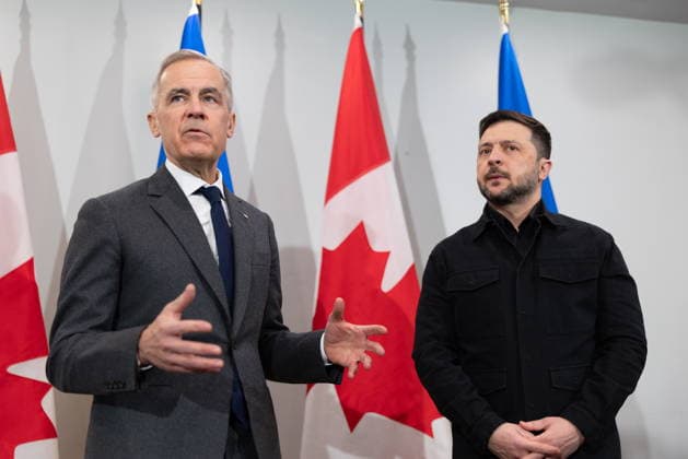 December 27, 2025, Halifax, Ns, Canada: Prime Minister Mark Carney, left, and Ukrainian President Volodymyr Zelenskyy hold a press conference in ..Halifax, N.S. on Saturday, December 27, 2025. Halifax Canada  - ZUMAc35_ 20251227_zaf_c35_007 Copyright: xRileyxSmithx