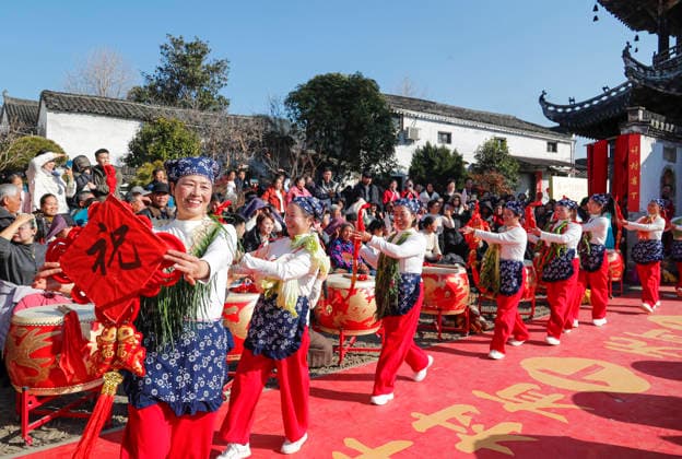 HUANGSHAN, CHINA - DECEMBER 28: Villagers walk on a catwalk during a village fashion show on December 28, 2025 in Shexian County, Huangshan City, Anhui Province of China. Nearly 200 villagers from 12 teams across Shexian County took center stage on the catwalk. They showcase various farming tools, agricultural products, cultural and tourism products through runway shows to greet the New Year.  Copyright: xVCGx 111612350747