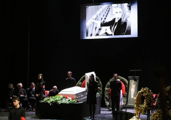 Russia Actress Alentova Death 9081807 29.12.2025 The coffin of Soviet and Russian actress Vera Alentova, who died at the age of 83 on December 25, is seen on stage during a farewell ceremony before her funeral at the Pushkin Drama Theatre in Moscow, Russia. Grigory Sysoev Sputnik Moscow Russia  Copyright: xGrigoryxSysoevx