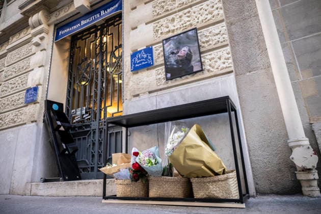 Flowers at Fondation Brigitte Bardot After Actress Death - Paris This picture shows the entrance of the Fondation Brigitte Bardot with a flowers set on the door following the death of French actress and animal rights activist Brigitte Bardot in Paris on December 28, 2025. Photo by Eliot Blondet ABACAPRES.COM Paris Ile-de-France France  Copyright: xBlondetxEliot ABACAx