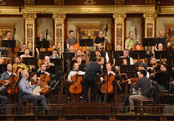 (251229) -- VIENNA, Dec. 29, 2025 -- Members of the Vienna Philharmonic are seen at the rehearsal of the 2026 Vienna Philharmonic New Year s Concert in Vienna, Austria, Dec. 29, 2025. ) AUSTRIA-VIENNA-NEW YEAR CONCERT-REHEARSAL HexCanling 
