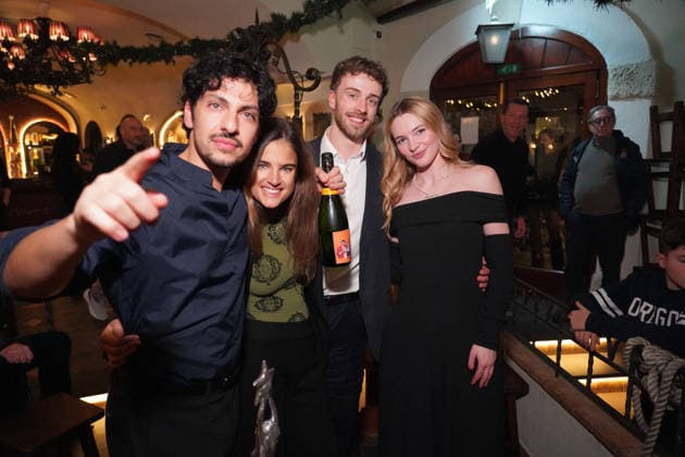 Alanah Bloor And Martina Ferragamo At Capri Hollywood Awards - Capri Alanah Bloor and Martina Ferragamo pose with their boyfriends Fred Topping and Simone Coppo during the Capri Hollywood Awards at the Anema e Core tavern in Capri, Italy, on December 30, 2025. Photo by Eugenio Blasio IPA ABACAPRESS.COM Capri Italy  Copyright: xIPA ABACAx