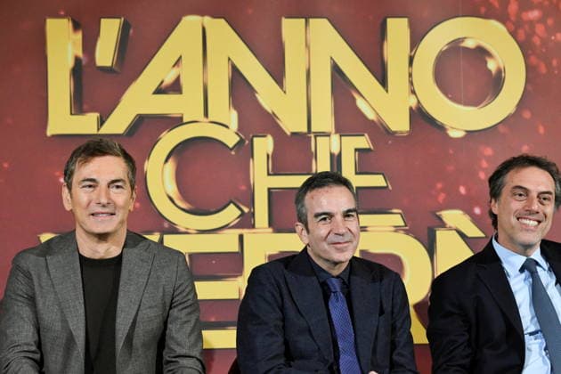 December 30, 2025, Catanzaro, Catanzaro, Italy: Press conference for the presentation of RAI s New Year s Eve program L anno che verro at the S. Giovanni Complex, Catanzaro. Pictured: From left: Marco Liorni, host; Roberto Occhiuto, President of the Calabria Region; Nicola Fiorita, Mayor of Catanzaro; Catanzaro, Italy 30 December 2025 Catanzaro Italy  - ZUMAa289 20251230_zia_a289_054 Copyright: xValeriaxFerrarox
