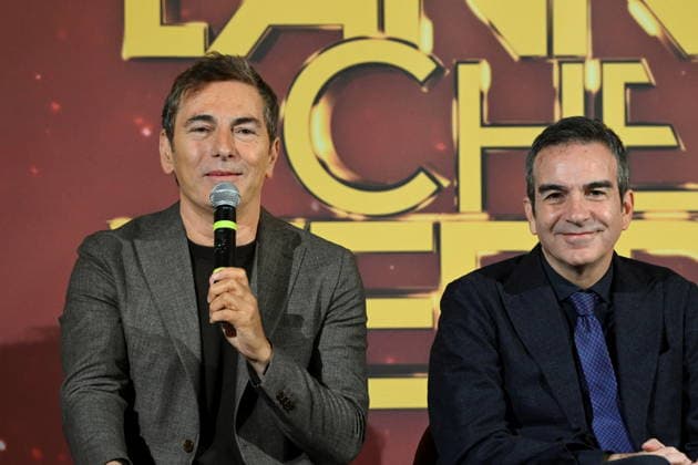 December 30, 2025, Catanzaro, Catanzaro, Italy: Press conference for the presentation of the RAI New Year s Eve program L anno che verro at the S. Giovanni Complex, Catanzaro. Pictured is Marco Liorni (L), host; Roberto Occhiuto (R), President of the Calabria Region. Catanzaro, Italy 30 December 2025 Catanzaro Italy  - ZUMAa289 20251230_zia_a289_055 Copyright: xValeriaxFerrarox