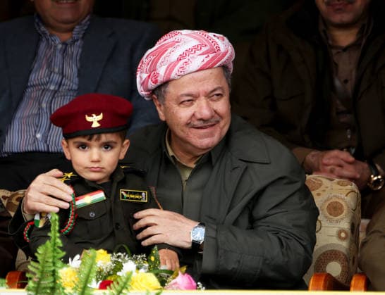 Graduation ceremony of Female Peshmergas in Iraq s Dahuk DAHUK, IRAQ - MARCH 30: President of Iraqi Kurdish Regional Government (KRG) Masoud Barzani (R) is seen during the graduation ceremony after 201 Female Peshmergas completed their military trainings at military academy in Zakho town of Dahuk, Iraq on March 30, 2016. Dahuk Iraq. Editorial use only. Please get in touch for any other usage.  Copyright: x2025xAnadoluxYunusxKeleÅüx