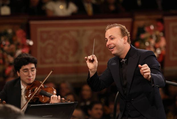 (260101) -- VIENNA, Jan. 1, 2026 -- Conductor Yannick Nezet-Seguin is pictured during the 2026 Vienna Philharmonic New Year s Concert in Vienna, Austria, Jan. 1, 2026. ( Handout via Xinhua) AUSTRIA-VIENNA-NEW YEAR CONCERT DieterxNagl ThexViennaxPhilharmonicxOrchestra 