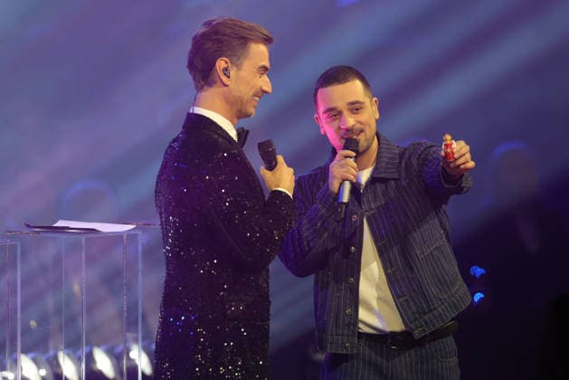 Silvester Schlagerboom 2026 live Die Wunderlichtershow Florian Silbereisen and Pietro Basile Italian singer and songwriter Silvester Schlagerboom 2026 on December 31, 2025 in the basketball arena of FC Bayern Munich, BMW Park Munich