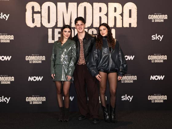 Rome, Barberini Cinema, photocall for the Sky series Gomorrah: The Origins. Pictured: Fabiola Balestriere, Luca Lubrano, and Tullia Venezia.  Copyright: xMarcoxProvvisionatox xipa-agency.netx xMarcoxProvvisionatox IPA_Agency_IPA69625680