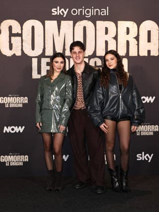 Rome, Barberini Cinema, photocall for the Sky series Gomorrah: The Origins. Pictured: Fabiola Balestriere, Luca Lubrano, and Tullia Venezia.  Copyright: xMarcoxProvvisionatox xipa-agency.netx xMarcoxProvvisionatox IPA_Agency_IPA69625681