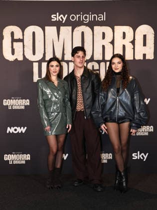 Rome, Barberini Cinema, photocall for the Sky series Gomorrah: The Origins. Pictured: Fabiola Balestriere, Luca Lubrano, and Tullia Venezia.  Copyright: xMarcoxProvvisionatox xipa-agency.netx xMarcoxProvvisionatox IPA_Agency_IPA69625683