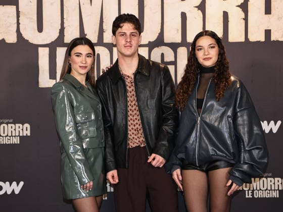 Rome, Barberini Cinema, photocall for the Sky series Gomorrah: The Origins. Pictured: Fabiola Balestriere, Luca Lubrano, and Tullia Venezia.  Copyright: xMarcoxProvvisionatox xipa-agency.netx xMarcoxProvvisionatox IPA_Agency_IPA69625686
