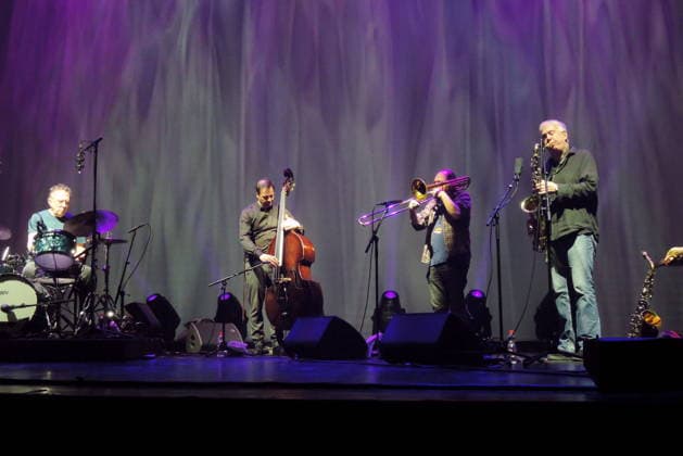 Das deutsche Jazz-Quartett Ruf der Heimat mit Thomas Borgmann (sax.), Christof Thewes (tb.), Jan Roder (b.) und Willi Kellers (dr., perc.) beim Internationalen Jazz Festival Münster Shortcut 2026. German jazz quartet Ruf der Heimat with Thomas Borgmann (sax.), Christof Thewes (tb.), Jan Roder (b.) and Willi Kellers (dr., perc.) at the International Jazz Festival Münster Shortcut 2026. Münster NRW DEU;DE;GERMANY;DEUTSCHLAND;ALLEMAGNE