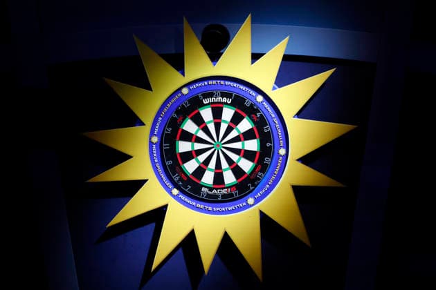 A dartboard on display at the Pro7 Celebrity Darts World Championship 2026 at the Maritim Hotel Bonn Bonn, 04 01 2026 NRW Germany Copyright: xChristophxHardtx