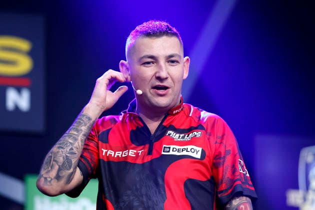 Professional darts player Nathan Aspinall The Asp at the Pro7 Celebrity Darts World Championship 2026 at the Maritim Hotel Bonn Bonn, 04 01 2026 NRW Germany Copyright: xChristophxHardtx