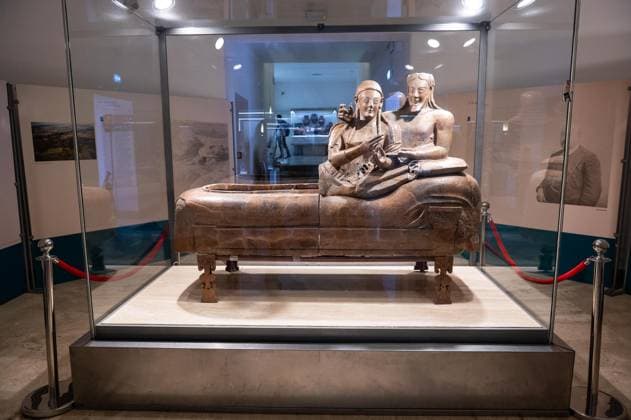 **NO WEB OR NEWSPAPERS ONLY FOR ITALY** Restoration of the Sarcophagus of the Etruscan Spouses at the National Etruscan Museum of Villa Giulia  Copyright: xRomax xipa-agency.netx xRomax IPA_Agency_IPA69712484