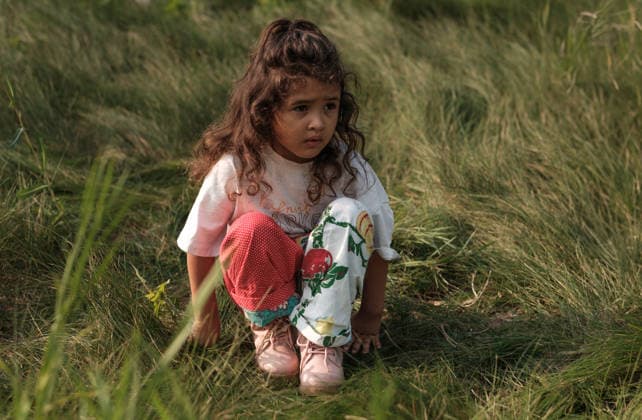 Young hispanic girl sitting in grass on sunny day Saint Paul, Minnesota, United States CR_WDJM260104-1928252-01 ,model released, Symbolfoto