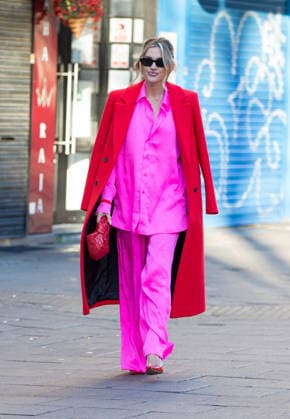 Ashley Roberts in pink outfit and a red coat as she leaves Global Radio after her 1st Day back after the festive holiday Featuring: Ashley Roberts Where: London, United Kingdom When: 05 Jan 2026 Credit: Richard Lincoln Cover Images EDITORIAL USE ONLY. NOT FOR USE BY NEWSPAPERS BASED IN THE UK. Copyright: xRichardxlincolnx coverimg55362384