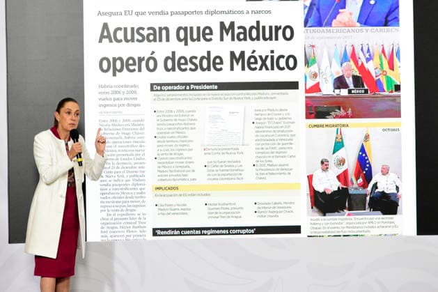 Mexico™s President Claudia Sheinbaum Holds Briefing About Nicolas Maduro Mexico™s President Claudia Sheinbaum Pardo, speaks about the arrest of President Nicolas Maduro by US forces in a military operation for conspiracy to commit narcoterrorism during a news conference at National Palace. on January 5, 2026 in Mexico City, Mexico. (Photo by Luis Barron Eyepix Group) Copyright: xLuisxBarronx xEyepixxGroupx LB_05012026_174513