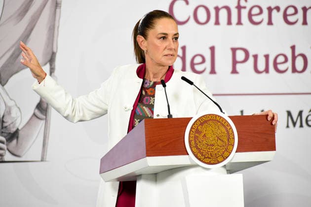 Mexico™s President Claudia Sheinbaum Holds Briefing About Nicolas Maduro Mexico™s President Claudia Sheinbaum Pardo, speaks about the arrest of President Nicolas Maduro by US forces in a military operation for conspiracy to commit narcoterrorism during a news conference at National Palace. on January 5, 2026 in Mexico City, Mexico. (Photo by Luis Barron Eyepix Group) Copyright: xLuisxBarronx xEyepixxGroupx LB_05012026_174515