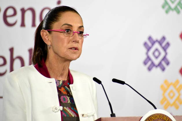 Mexico™s President Claudia Sheinbaum Holds Briefing About Nicolas Maduro Mexico™s President Claudia Sheinbaum Pardo, speaks about the arrest of President Nicolas Maduro by US forces in a military operation for conspiracy to commit narcoterrorism during a news conference at National Palace. on January 5, 2026 in Mexico City, Mexico. (Photo by Luis Barron Eyepix Group) Copyright: xLuisxBarronx xEyepixxGroupx LB_05012026_174508