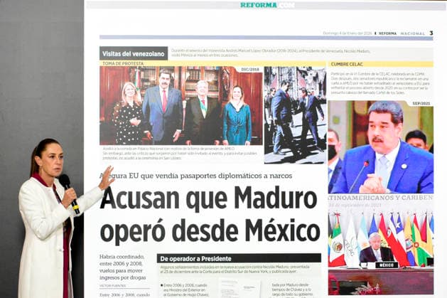 MexicoÃ¢â‚¬â ¢s President Claudia Sheinbaum Pardo, speaks about the arrest of President Nicolas Maduro by US forces in a military operation for conspiracy to commit narcoterrorism during a news conference at National Palace. on January 5, 2026 in Mexico City, Mexico. Mexico City Mexico - ZUMAe321 20260105_zia_e321_004 Copyright: xLuisxBarronx