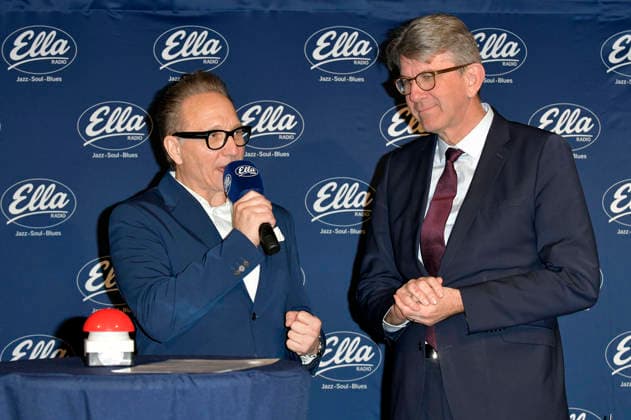 Oliver Dunk and Wolfram Weimer at the photo session for the launch of the new jazz station Ella Radio at the Zig Zag Jazz Club Berlin, 05 01 2025 Foto:xM.xBehrensx xFuturexImagex ella_6104