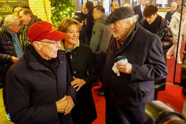 cntv Eugen Block father with his daughter Christina Block and Professor Hans Werner Funke concert organizer at the New Years reception Punsch unterm Dach 2026 at the Hotel Grand Elysee Hamburg Germany