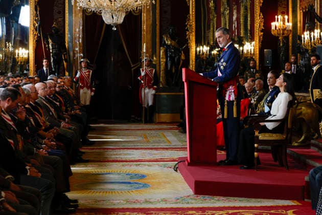 Spanish King Felipe VI delivers his speech during the Military Easter celebration at the Royal Palace in Madrid, Spain, 06 January 2026. Military Easter in Madrid !ACHTUNG: NUR REDAKTIONELLE NUTZUNG!  Copyright: xJJxGUILLENx GRAF3928 20260106-55018986344_1