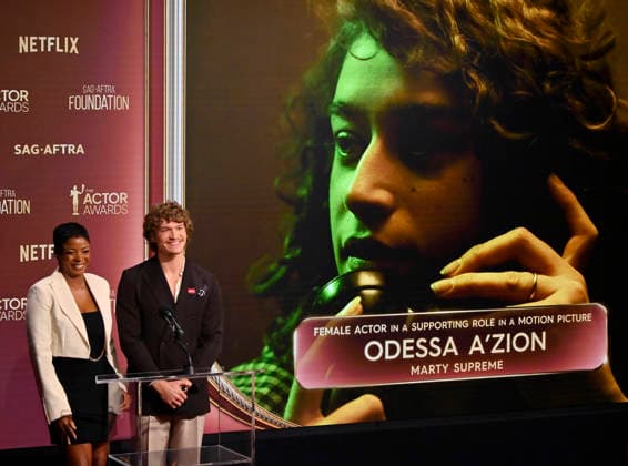 Actors Janelle James (L) and Connor Storrie announce the nominees for the 32nd annual Actor Awards on Wednesday, January 7, 2026. The Actor Awards, presented by SAG-AFTRA, honor excellence in film and TV acting. Winners will be announced at a gala at Hollywood s Shrine Auditorium & Expo Hall on March 1. It will stream live on Netflix.  LAP2026010713 JIMxRUYMEN