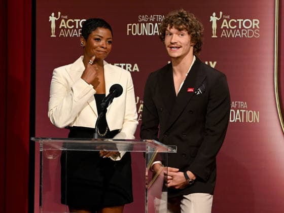 32nd Annual Actor Awards Nominations Janelle James and Connor Storrie onstage at the 32nd Annual Actor Awards nominations held at SAG-AFTRA on January 7, 2026 in Los Angeles, Ca. Los Angeles SAG-AFTRA California USA Copyright: xTammiexArroyox xAFF-USA.comx