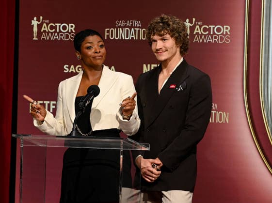 32nd Annual Actor Awards Nominations Janelle James and Connor Storrie onstage at the 32nd Annual Actor Awards nominations held at SAG-AFTRA on January 7, 2026 in Los Angeles, Ca. Los Angeles SAG-AFTRA California USA Copyright: xTammiexArroyox xAFF-USA.comx