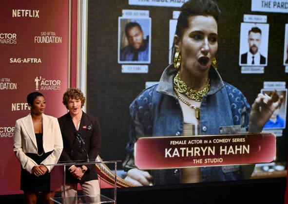 Actors Janelle James (L) and Connor Storrie announce the nominees for the 32nd annual Actor Awards on Wednesday, January 7, 2026. The Actor Awards, presented by SAG-AFTRA, honor excellence in film and TV acting. Winners will be announced at a gala at Hollywood s Shrine Auditorium & Expo Hall on March 1. It will stream live on Netflix.  LAP2026010720 JIMxRUYMEN