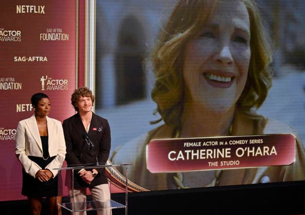 Actors Janelle James (L) and Connor Storrie announce the nominees for the 32nd annual Actor Awards on Wednesday, January 7, 2026. The Actor Awards, presented by SAG-AFTRA, honor excellence in film and TV acting. Winners will be announced at a gala at Hollywood s Shrine Auditorium & Expo Hall on March 1. It will stream live on Netflix.  LAP2026010721 JIMxRUYMEN