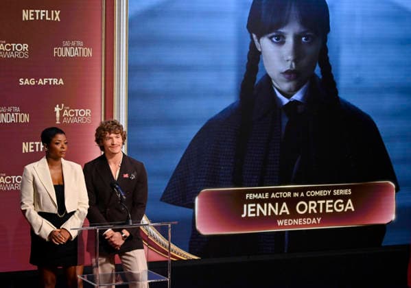 Actors Janelle James (L) and Connor Storrie announce the nominees for the 32nd annual Actor Awards on Wednesday, January 7, 2026. The Actor Awards, presented by SAG-AFTRA, honor excellence in film and TV acting. Winners will be announced at a gala at Hollywood s Shrine Auditorium & Expo Hall on March 1. It will stream live on Netflix.  LAP2026010722 JIMxRUYMEN