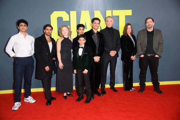 Giant UK Gala Screening Arrivals at Picturehouse Central, London, UK - 7 January 2026 (L-R) - Guest, Arian Nik, Olivia Barrowclough, Ali Saleh, Ghaith Saleh, Amir El-Masry, Pierce Brosnan, Katherine Dow Blyton, Director Rowan Athale attends The Giant UK Gala Screening at Picturehouse Central, London, England, UK on Wednesday 7 January, 2026., Credit:Justin Ng Avalon UK, England, London, Picturehouse Central Copyright: xJustinxNgx xAvalonx 1064088871