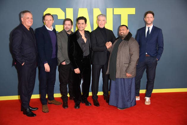 Giant UK Gala Screening Arrivals at Picturehouse Central, London, UK - 7 January 2026 (L-R) - Producer Stuart Ford, Zygi Kamasa, Director Rowan Athale, Amir El-Masry, Pierce Brosnan, Naseem Hamed aka Prince Naseem and Producer Ross Williams attends The Giant UK Gala Screening at Picturehouse Central, London, England, UK on Wednesday 7 January, 2026., Credit:Justin Ng Avalon UK, England, London, Picturehouse Central Copyright: xJustinxNgx xAvalonx 1064088904