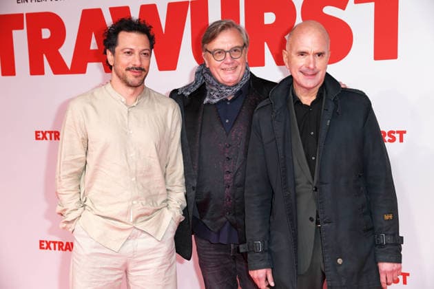 Fahri Yardim, Hape Kerkeling, Christoph Maria Herbst at the world premiere of the movie EXTRAWURST at the Lichtburg Kino in Essen on 07 01 2026