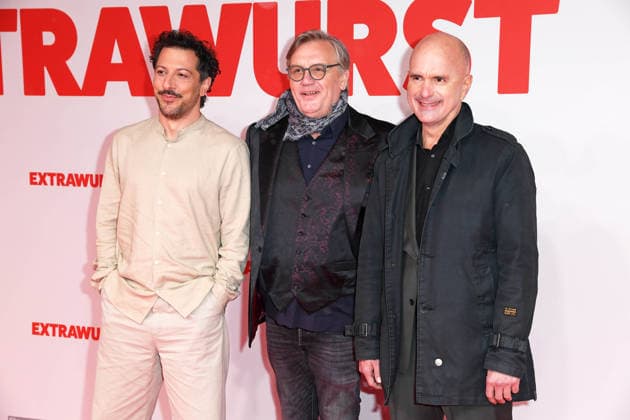 Fahri Yardim, Hape Kerkeling, Christoph Maria Herbst at the world premiere of the movie EXTRAWURST at the Lichtburg Kino in Essen on 07 01 2026