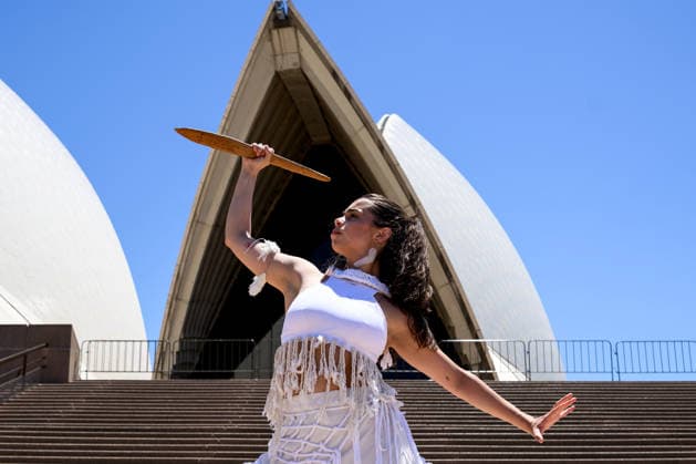 SYDNEY FESTIVAL 2026 OPENING DAY, Dancers perform an excerpt from First Nations work Garabari at the Sydney Opera House, in Sydney, Thursday, January 8, 2026. Sydney Festival marks its 50th year by transforming the city with a program of performance, music and public gathering across Sydney. ( NO ARCHIVING SYDNEY NEW SOUTH WALES AUSTRALIA  Copyright: xBIANCAxDExMARCHIx 20260108120564460300