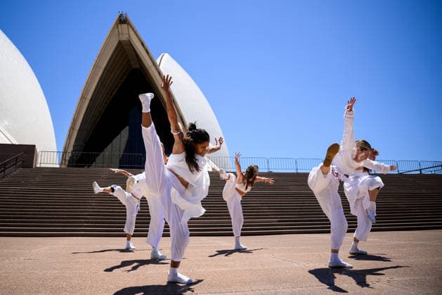 SYDNEY FESTIVAL 2026 OPENING DAY, Dancers perform an excerpt from First Nations work Garabari at the Sydney Opera House, in Sydney, Thursday, January 8, 2026. Sydney Festival marks its 50th year by transforming the city with a program of performance, music and public gathering across Sydney. ( NO ARCHIVING SYDNEY NEW SOUTH WALES AUSTRALIA  Copyright: xBIANCAxDExMARCHIx 20260108162733584434