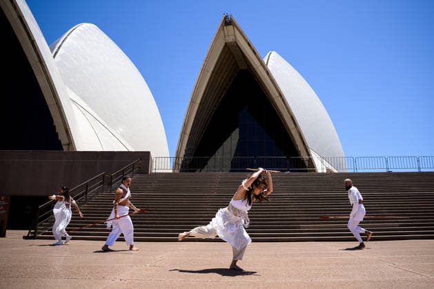 SYDNEY FESTIVAL 2026 OPENING DAY, Dancers perform an excerpt from First Nations work Garabari at the Sydney Opera House, in Sydney, Thursday, January 8, 2026. Sydney Festival marks its 50th year by transforming the city with a program of performance, music and public gathering across Sydney. ( NO ARCHIVING SYDNEY NEW SOUTH WALES AUSTRALIA  Copyright: xBIANCAxDExMARCHIx 20260108149006755850